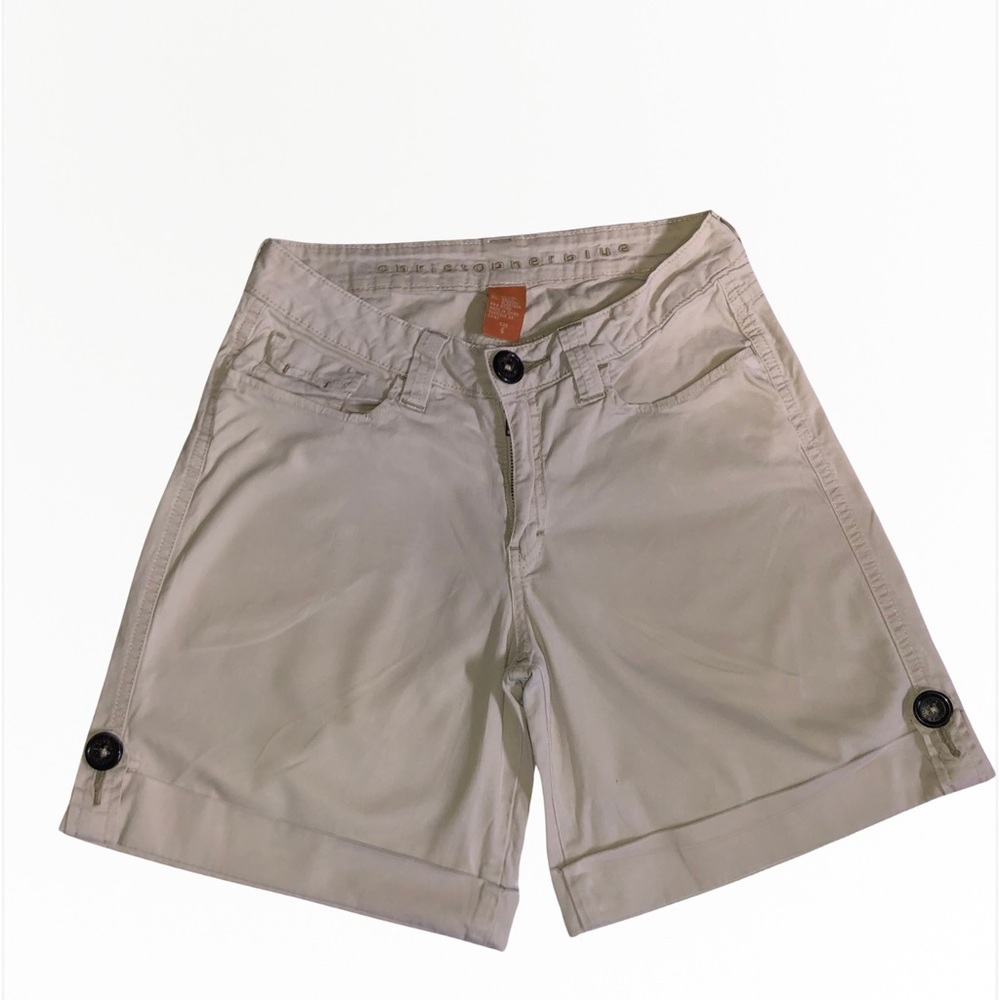 Christopher Blue Cream Bermudas with Relaxed Fit Size 6